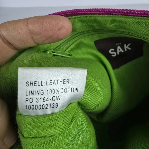 The SAK Hot Pink Leather Shoulder Bag Heart Shoulder Strap Multi Color Stitching - Picture 11 of 12